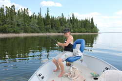 Colette enjoying sunny day on the lake