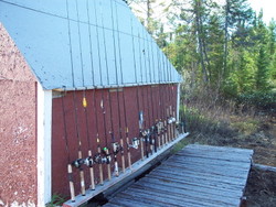 Fishing rod holder down at the boat dock.